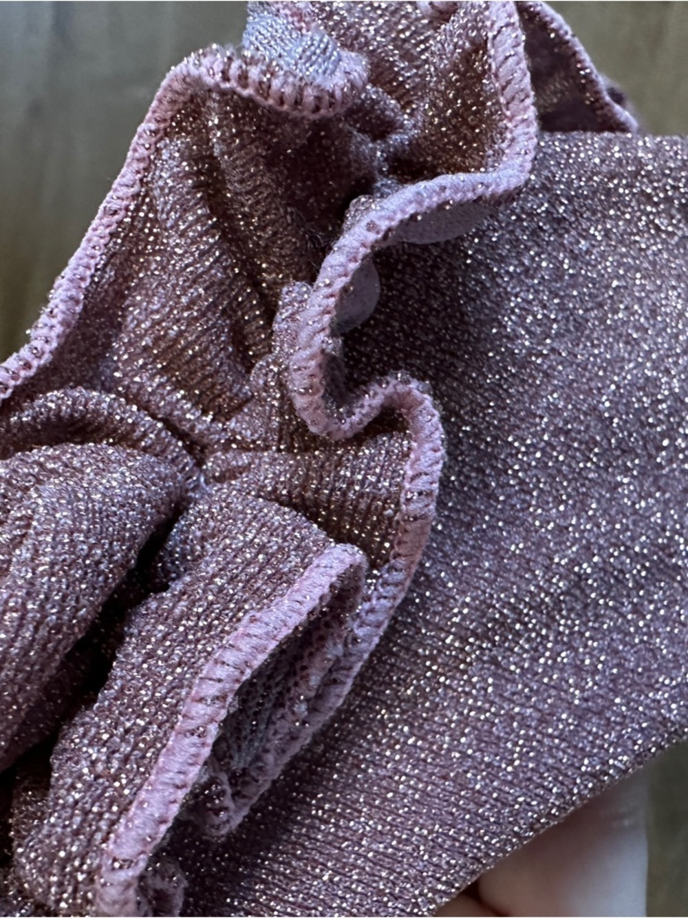Shimmer Rose Gold Ruffle Bikini Bottom XL Metallic Sparkle High Cut - Picture 10 of 10